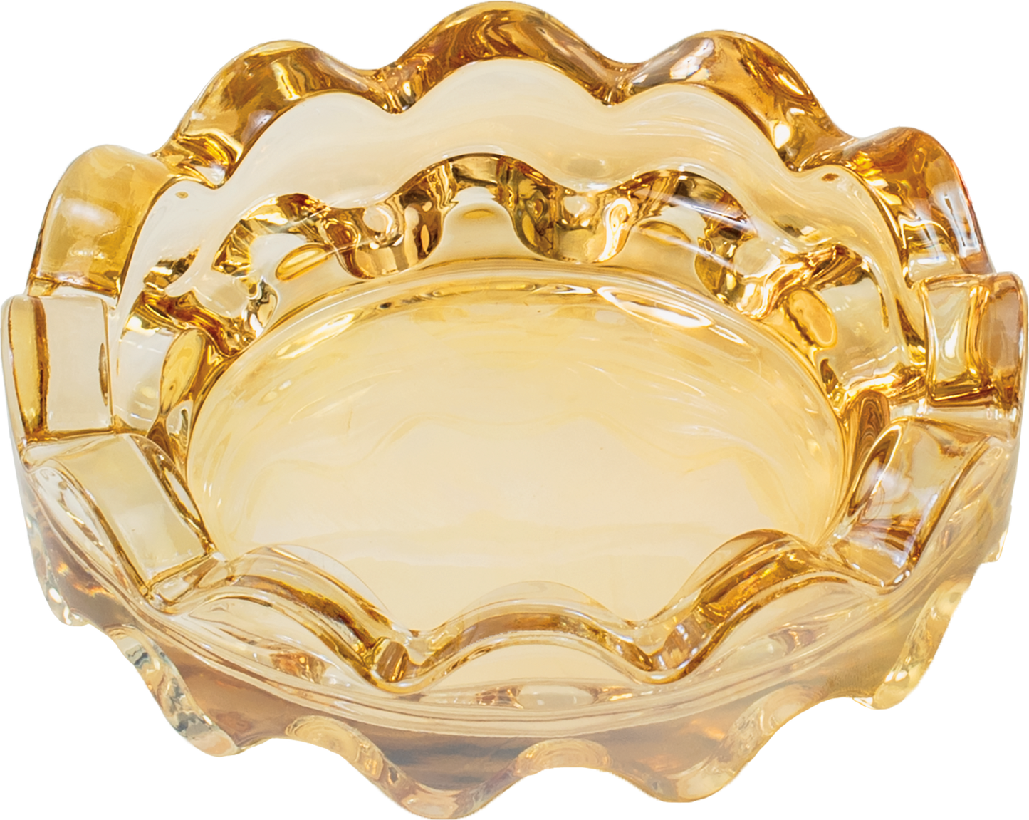 Fujima Round Amber Electroplated Glass Ashtray 4"
