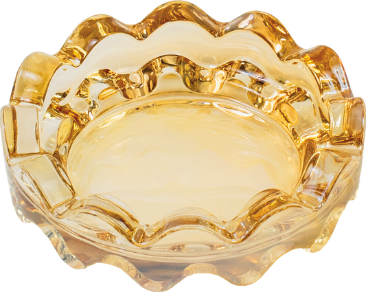 Fujima Round Amber Electroplated Glass Ashtray 4"