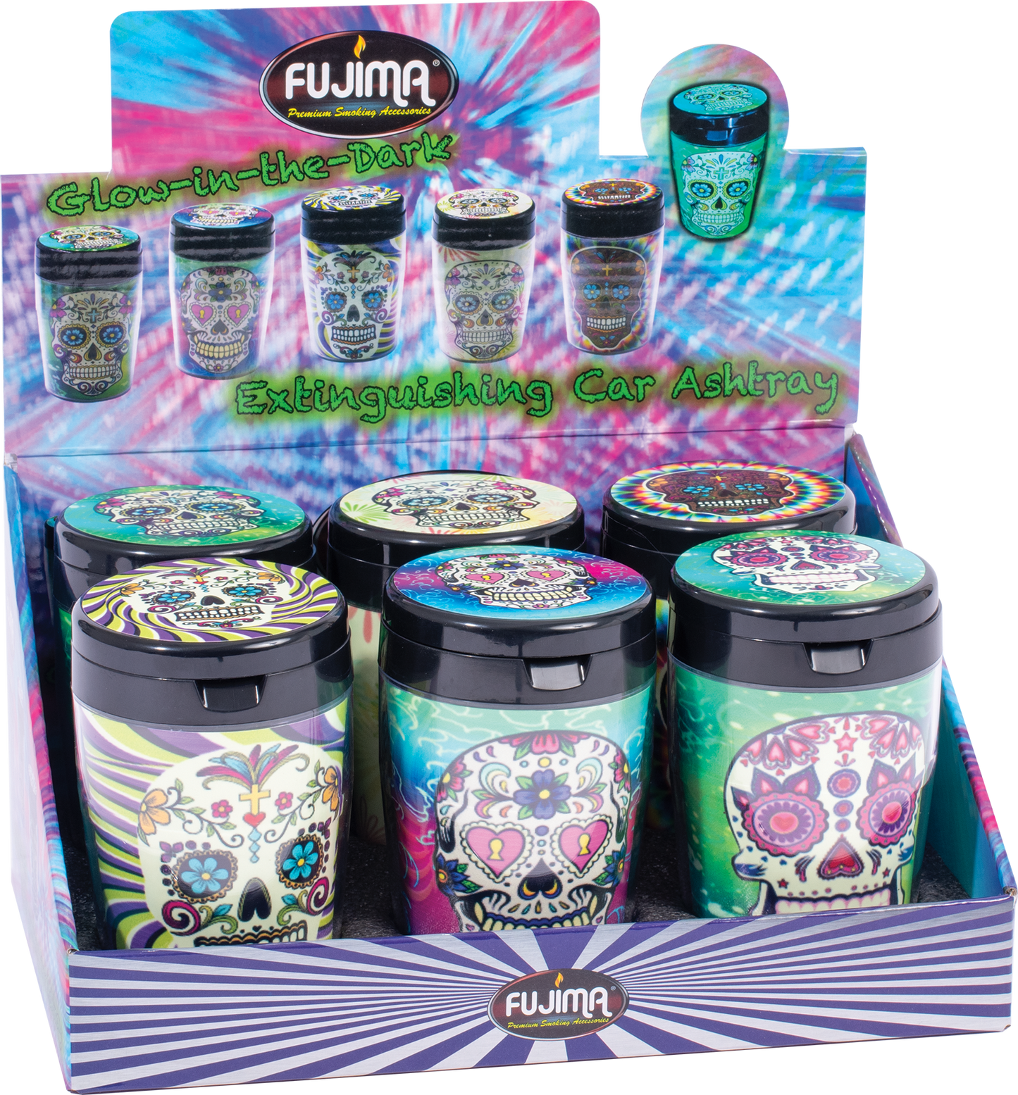 Fujima Glow-in-the-Dark Extinguishing Car Ashtray 6CT