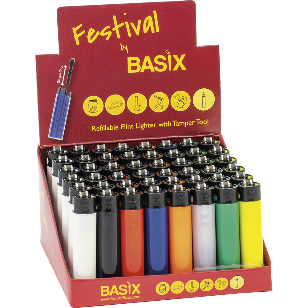 Festival Basix Assorted Solid Colors Lighters 48PC Wholesale Festival Basix Assorted Solid Colors Lighters 48PC Wholesale