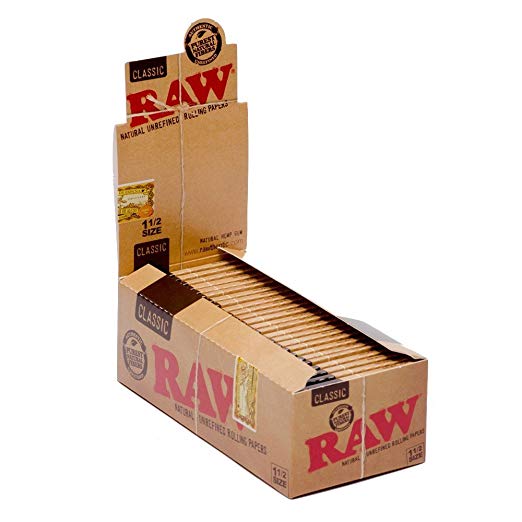 Raw Classic 1 1/2 Size Rolling Paper Full Box of 25 Packs