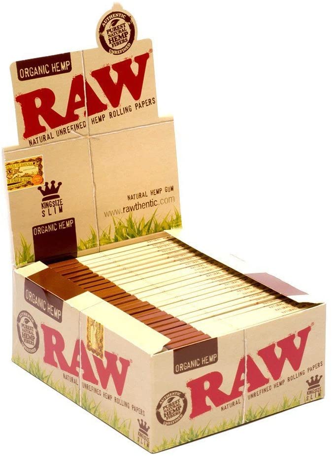 Raw King Size Slim Organic Hemp Rolling Papers Full Box of 50 Packs